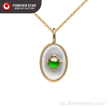 18K залаты белы абалонка Імператарскі зялёны кулон Jadeite